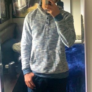 grey and blue soft sweater